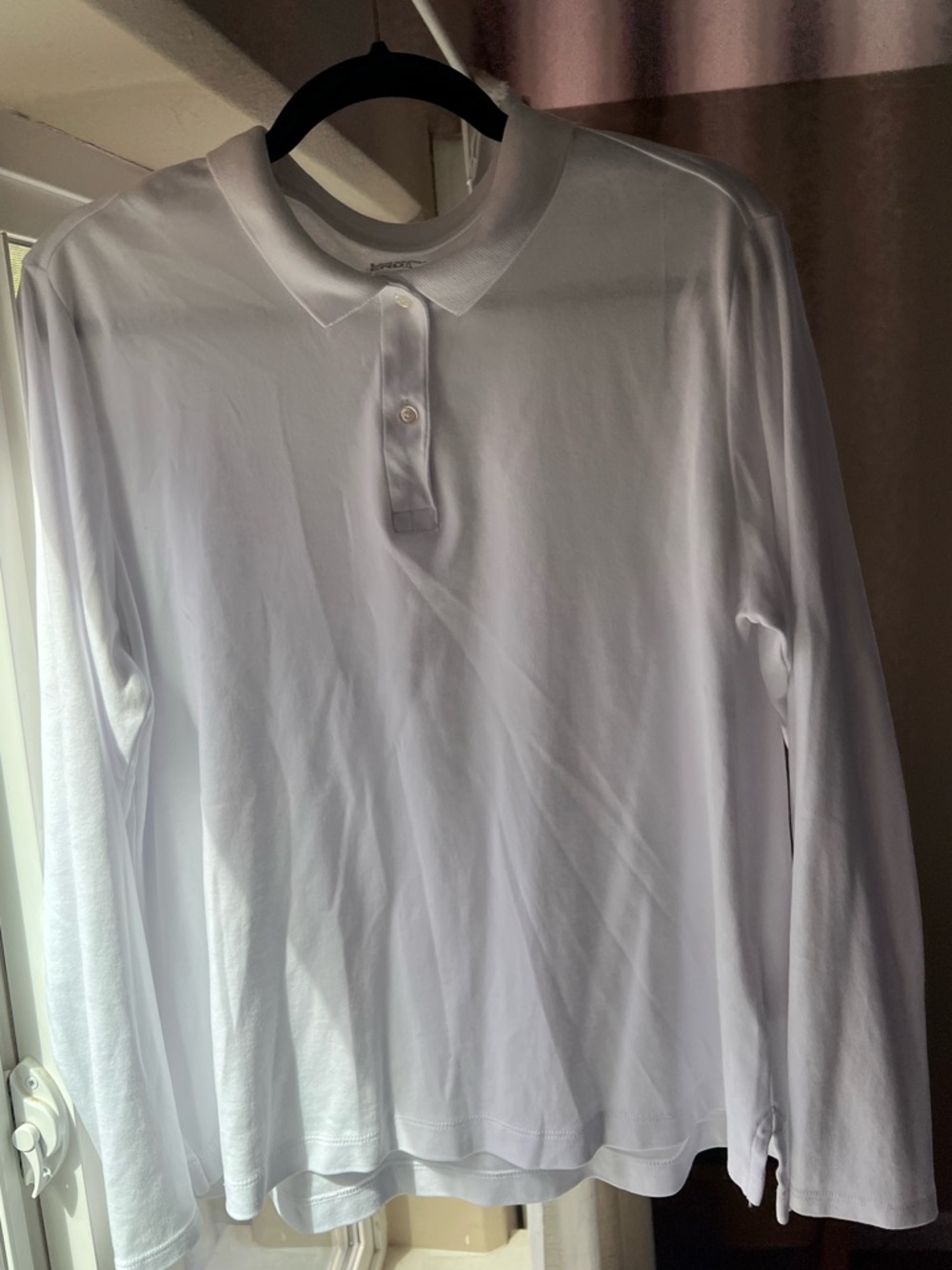Lands' End White Long-Sleeve Polo